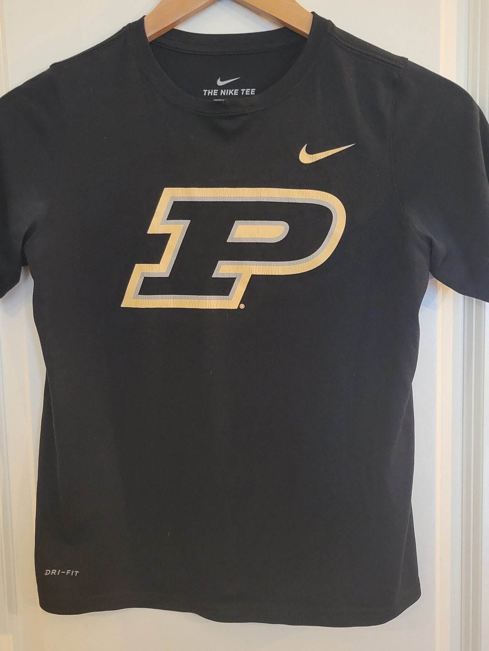Nike Black Tee with Gold Purdue Logo